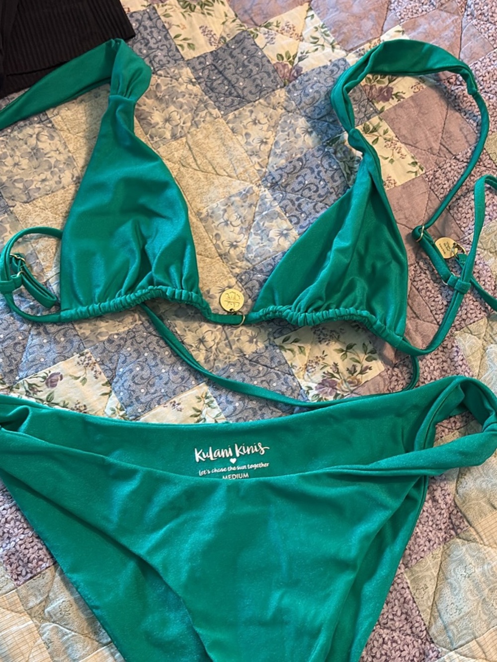 Kulani Kinis Teal Triangle Bikini Set